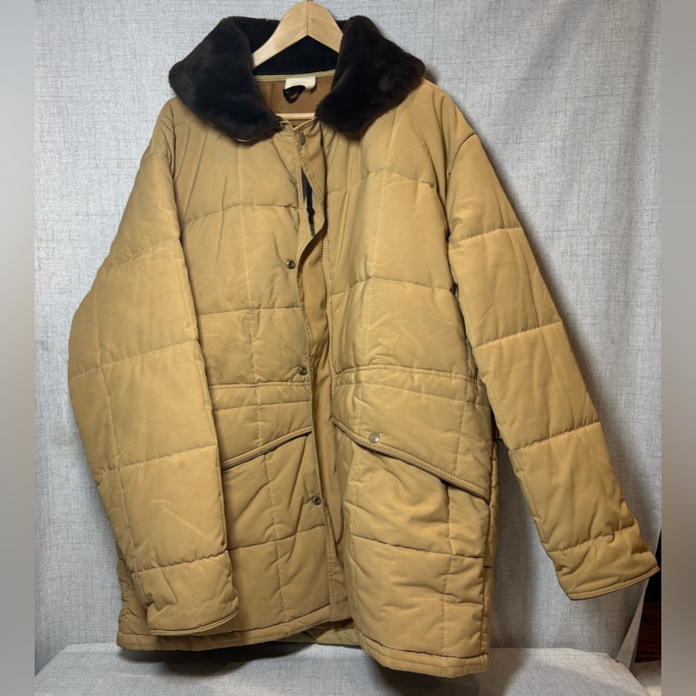 REFRIGIWEAR vintage weatherproof work coat carhartt gold faux fur collar. 4XL